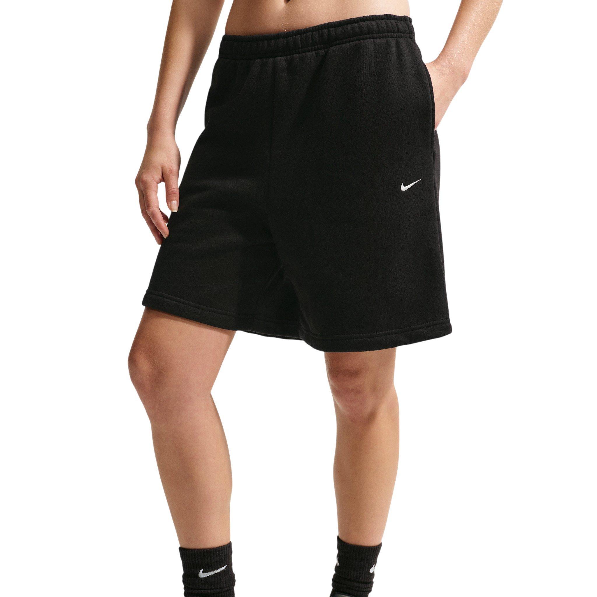 Nike Women's Studio Fleece Medium Weight Oversized High-Rise Shorts - Black/Off-White - BLACK/OFF-WHITE